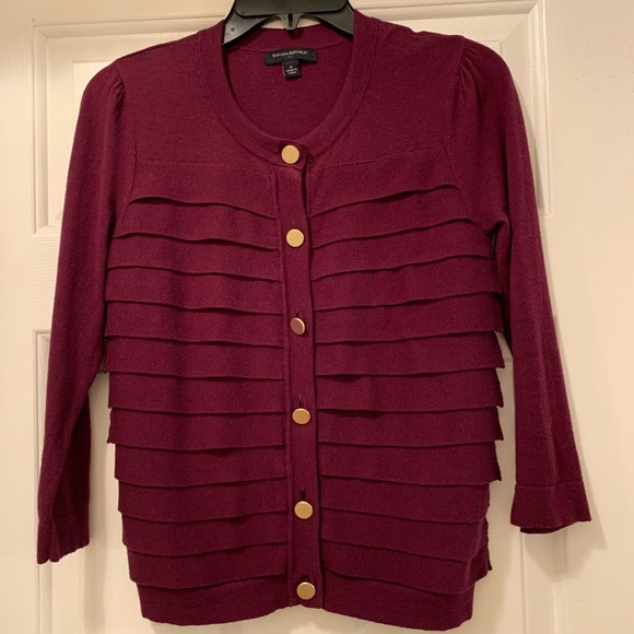 Banana Republic Sweaters - Banana Republic Tiered Cardigan - Plum Colored